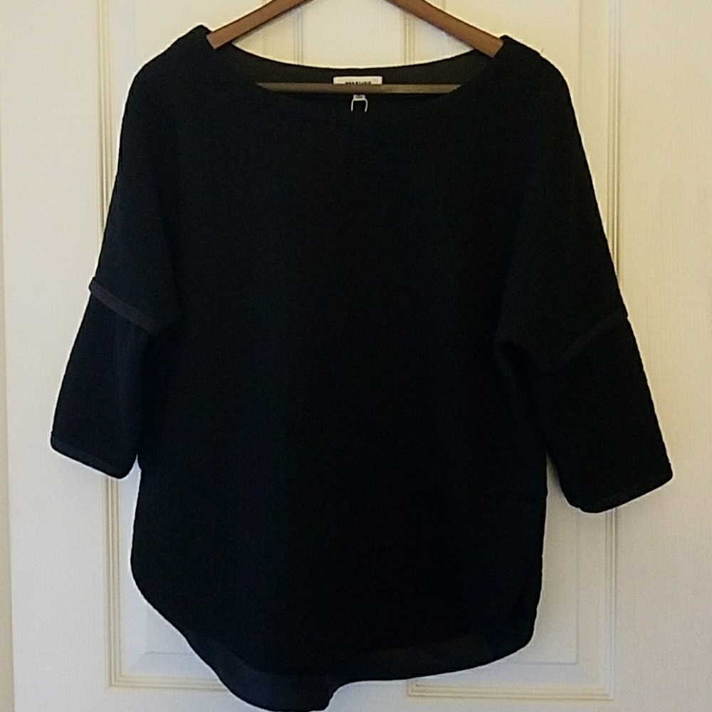 Max Studio elegant 3/4 sleeve black top